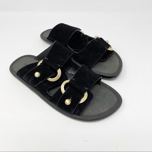 rag & bone Avost Black Suede Flat Sandal Shoe NWOB